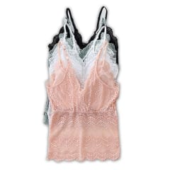 BRALETTE DE ENCAJE COMPLETO COLOR LISO | 12 UNID