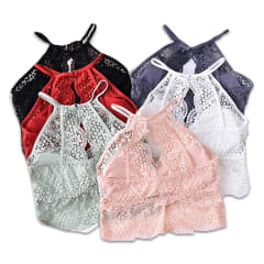 BRALETTE ENCAJE DE MUJER COLOR LISO TALLA M-L / L-XL | 12 UNID