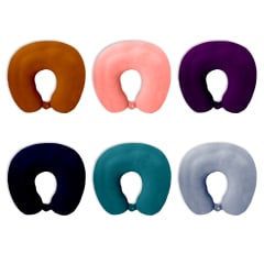 ALMOHADA CERVICAL DE VIAJE COLOR LISO 33X29X13CM | 12 UNID