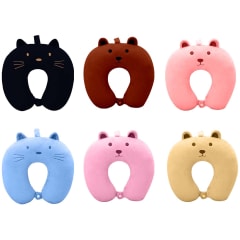 ALMOHADA CERVICAL DE VIAJE OSO/GATO 33X29X7CM | 12 UNID