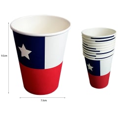 VASO DE PAPEL DISEÑO BANDERA DE CHILE 9.5X7.5CM 10PCS |12 UNID