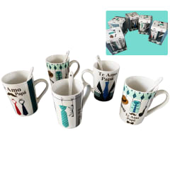 TAZA DE CERAMICA DIA DEL PADRE ESTAMPADO CON CUCHARITA 370ML | 12 UNID