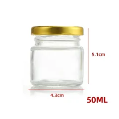 FRASCO DE VIDRIO CON TAPA ALUMINIO DORADO 50 ML