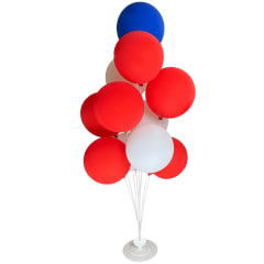 SET DE GLOBOS TRICOLOR AZUL,ROJO, BLANCO CON BASE | 12 UNID