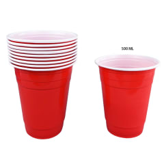 VASOS PLASTICO ROJO 500ML | 100 UNID