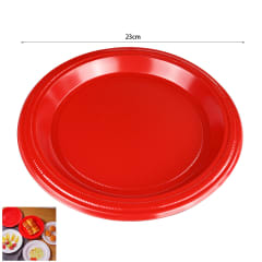 PLATO PLASTICO ROJO 23X23CM | 100 UNID