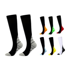 CALCETINES DE COMPRESION DE VARICES NEGRO CON COLOR | 12 UNID