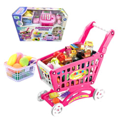 CARRO DE SUPERMERCADOS CON ACCESORIOS Y CAJA REGISTRADORA
