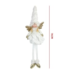 FIGURA DECORATIVA NAVIDEÑA ÁNGEL VESTIDO BLANCO
