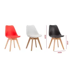 SILLA PLÁSTICA ASIENTO CURVO PATAS DE MADERA 46×47×83 CM