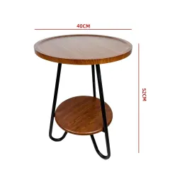 MESA AUXILIAR REDONDA CON REPISA 40×40×52 CM