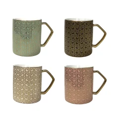 TAZA CERAMICA ESTILO GRECO DORADO 330ML