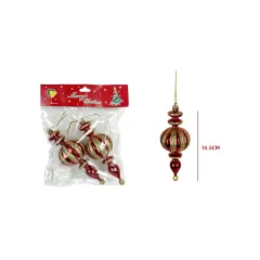 COLGANTE NAVIDEÑO ROJO DORADO 5.5X14.5 CM