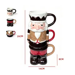 SET TAZAS NAVIDEÑAS CASCANUECES 3PCS-14.5*8*26CM