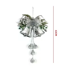 COLGANTE NAVIDAD PLATEADO 2 CAMPANAS 36X63CM