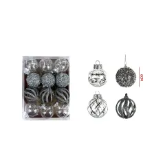 SET BOLAS NAVIDADEÑAS PLATEADO 6CM / 12PCS