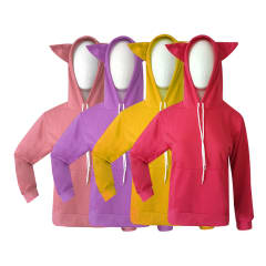 POLERON NIÑA JUVENIL CON GORRO GATO COLORES SURTIDOS