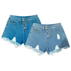 SHORT JEANS AZUL SIN ELASTICO CON DESGASTE