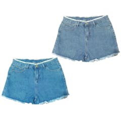 SHORT JEANS SIN ELASTICO LISO PARA MUJER