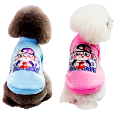 ROPA PARA MASCOTA CON ESTAMPADO ROSADO/AZUL M/L/XL/XXL |12 UNID