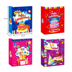 BOLSA DE REGALO PASTEL / FELIZ CUMPLEAÑOS 18X8.5X24CM | 12 UNID