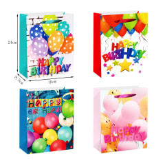 BOLSA DE REGALO FELIZ CUMPLEAÑOS GLOBOS 18X8X24CM | 12 UNID