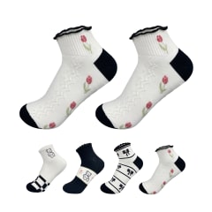 CALCETINES DE MUJER FLORES/NEGRO SIN REMARRADO ALGODÓN | 12 UNID