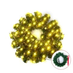 CORONA DE NAVIDAD CON LUCES LED ESTRELLAS 60CM