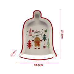 PLATO DE NAVIDAD DISEÑO CAMPANA CON DIBUJOS  23.2X18.4X2.8CM