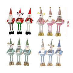 Muñeco de navidad patas largas retractil con luz y sonido rosado 75cm