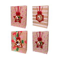BOLSA DE REGALO NAVIDAD CAFÉ 18X8.5X24CM