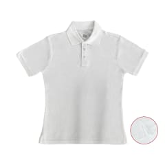 POLERA ESCOLAR NIÑA CUELLO PIQUE MANGA CORTA BLANCO TALLA 6/8/10/12
