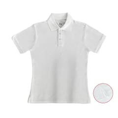 POLERA ESCOLAR NIÑA JUVENIL CUELLO PIQUE MANGA CORTA BLANCO TALLA 14/16/18