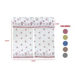 SET 3 PIEZAS DE CORTINAS COCINA (2 PAÑOS 140X140CM + 1 CENEFA 140X30CM)