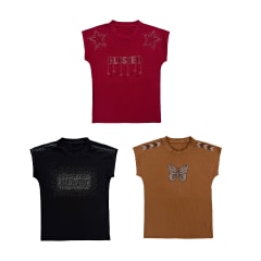 POLERA  CON HOMBROS Y DESNO FRONTAL BRILLOS