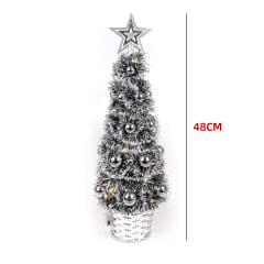 ARBOL NAVIDAD MESA CON LUCES PLATEADO 48 CM