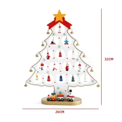 ADORNO MESA ARBOL NAVIDAD MADERA COLOR BLANCO 31.7X26X2.4CM