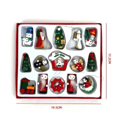 SET ADORNOS COLGANTES NAVIDAD MADERA 15PCS 19.5X17.2X2cm