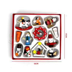SET ADORNOS COLGANTES NAVIDAD MADERA 12PCS 18X17X2.7cm