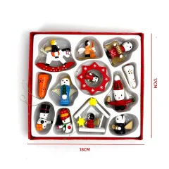 SET ADORNOS COLGANTES NAVIDAD MADERA 12PCS 18X17X2.7cm
