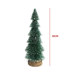 ADORNO ARBOL NAVIDAD 30 CM  BASE MADERA EFECTO NEVADO