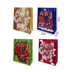 BOLSA DE REGALO DE NAVIDAD CHICA 18X8.5X24CM CON MENSAJE MERRY CHRISTMAS