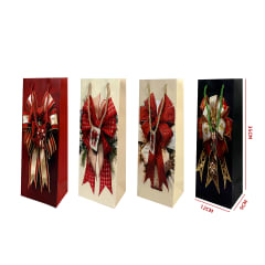 BOLSAS DE REGALO NAVIDAD LAZO FRONTAL PARA BOTELLAS 12X35X9CM