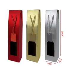 BOLSA REGALO COLOR METALICO SOLIDO PARA BOTELLAS 9X39X9CM