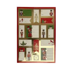 STICKER NAVIDAD PARA REGALO FOLIA DORADA VERDE +HOJAS  14.5X20CM