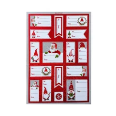 STICKER NAVIDAD PARA REGALO FOLIA ROJA +HOJAS  14.5X20CM