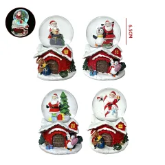 BOLA DE CRISTAL 6.5CM CON LUZ LED CASA GALLETA