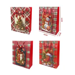 BOLSA DE REGALO NAVIDAD MEDIANA CUADRILLE 3D 26*32*12CM