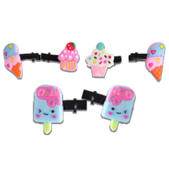 SET DE PINCHES PARA NIÑA DISEÑO PASTELES Y HELADOS