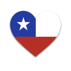 STICKER BANDERA CHILENA CORAZÓN 4.5X4.5CM | 12 UNID